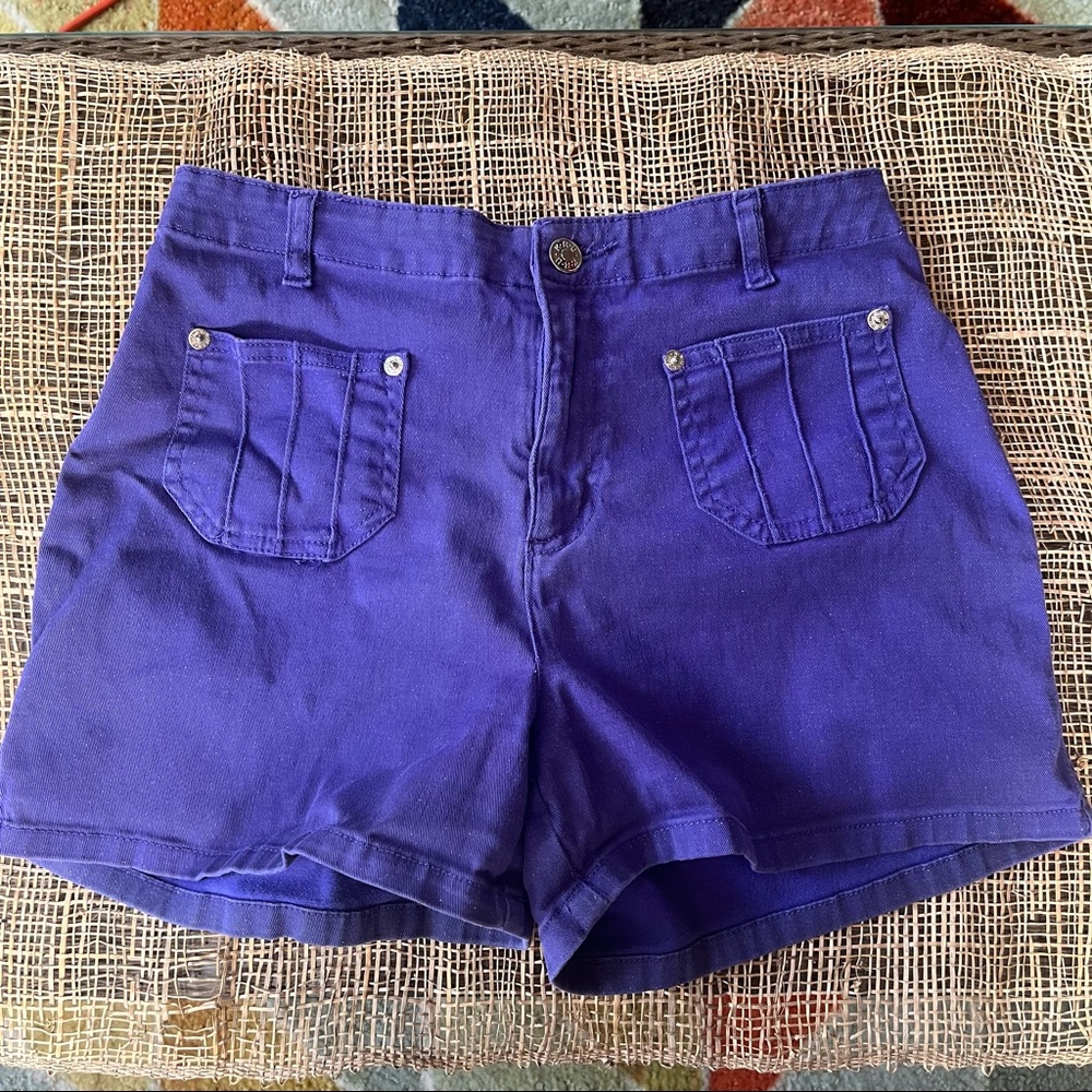 KRU girls sparkly short stretchy purple shorts